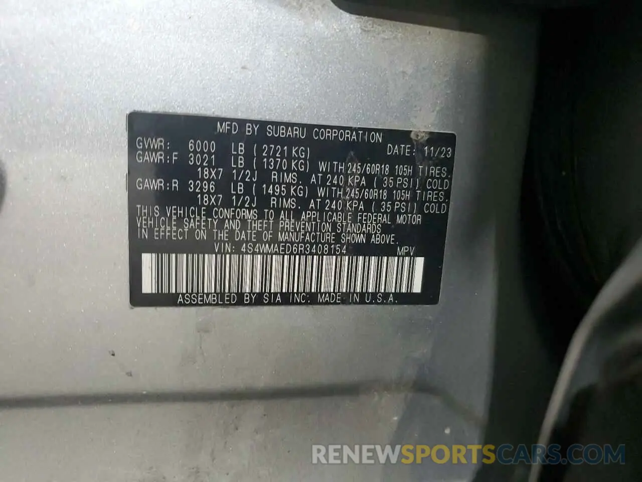 13 Photograph of a damaged car 4S4WMAED6R3408154 SUBARU ASCENT 2024