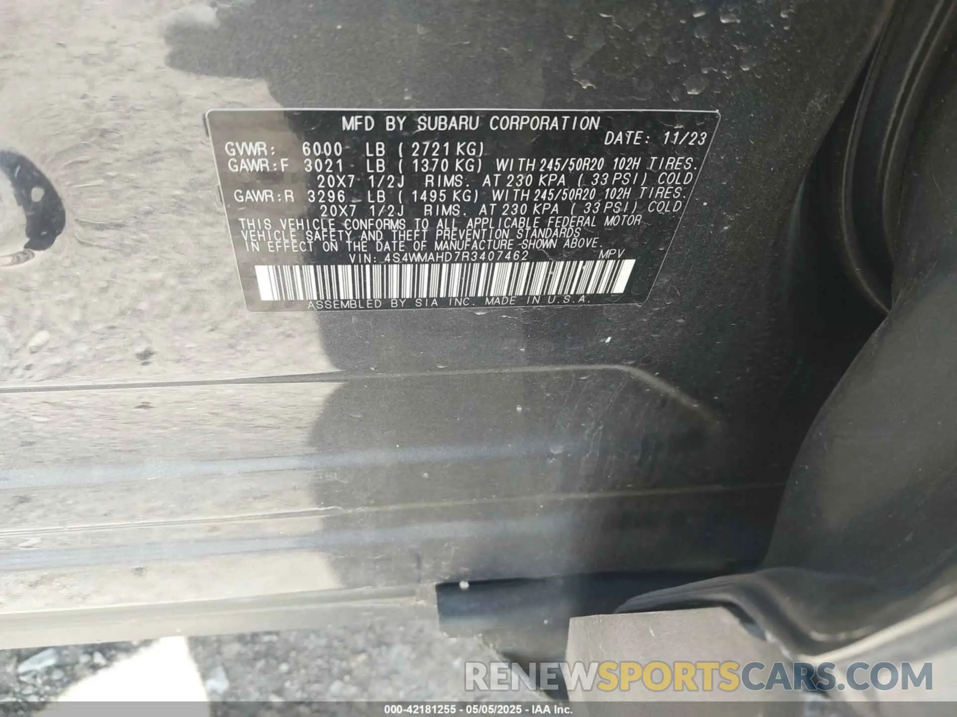 9 Photograph of a damaged car 4S4WMAHD7R3407462 SUBARU ASCENT 2024