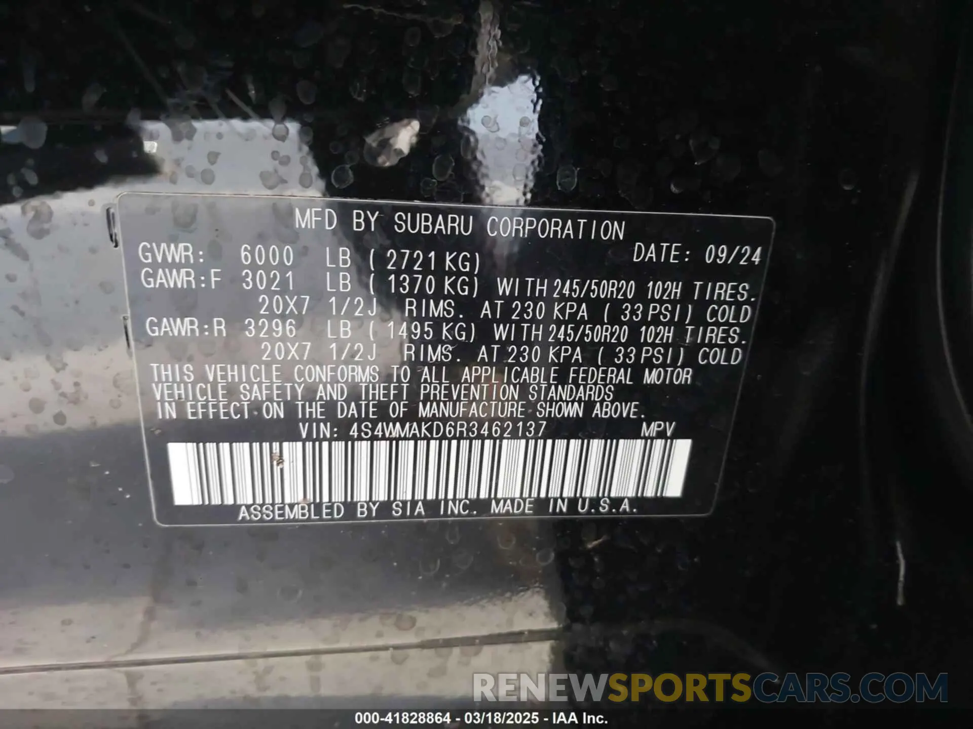 9 Photograph of a damaged car 4S4WMAKD6R3462137 SUBARU ASCENT 2024