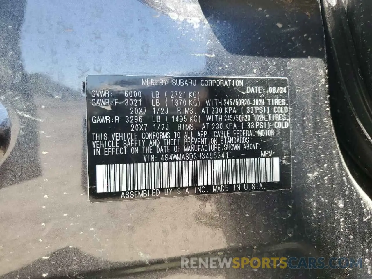 14 Photograph of a damaged car 4S4WMASD3R3455341 SUBARU ASCENT 2024