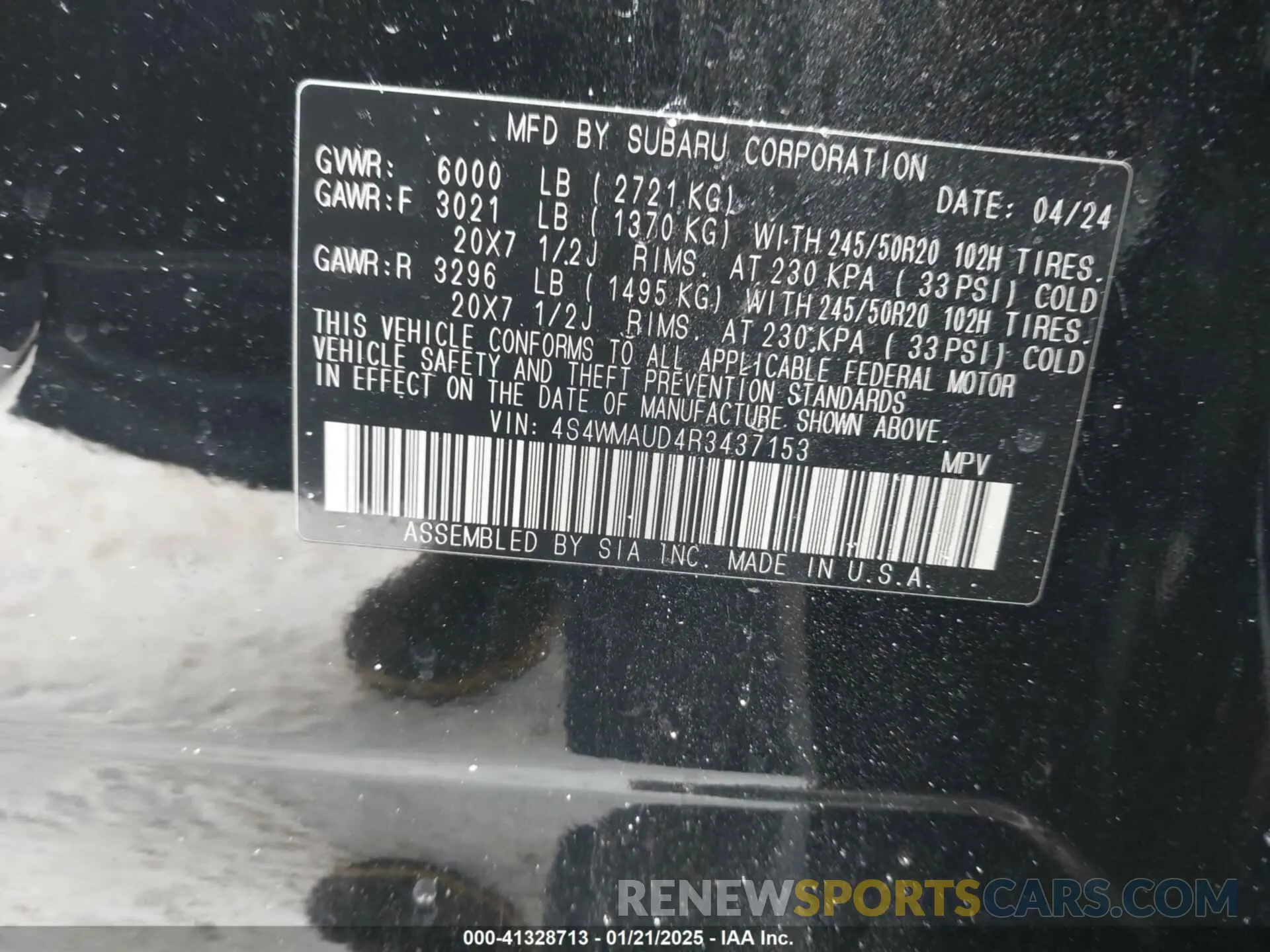 9 Photograph of a damaged car 4S4WMAUD4R3437153 SUBARU ASCENT 2024