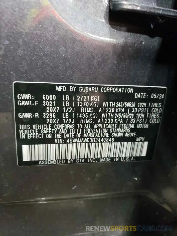 13 Photograph of a damaged car 4S4WMAWD3R3440848 SUBARU ASCENT 2024