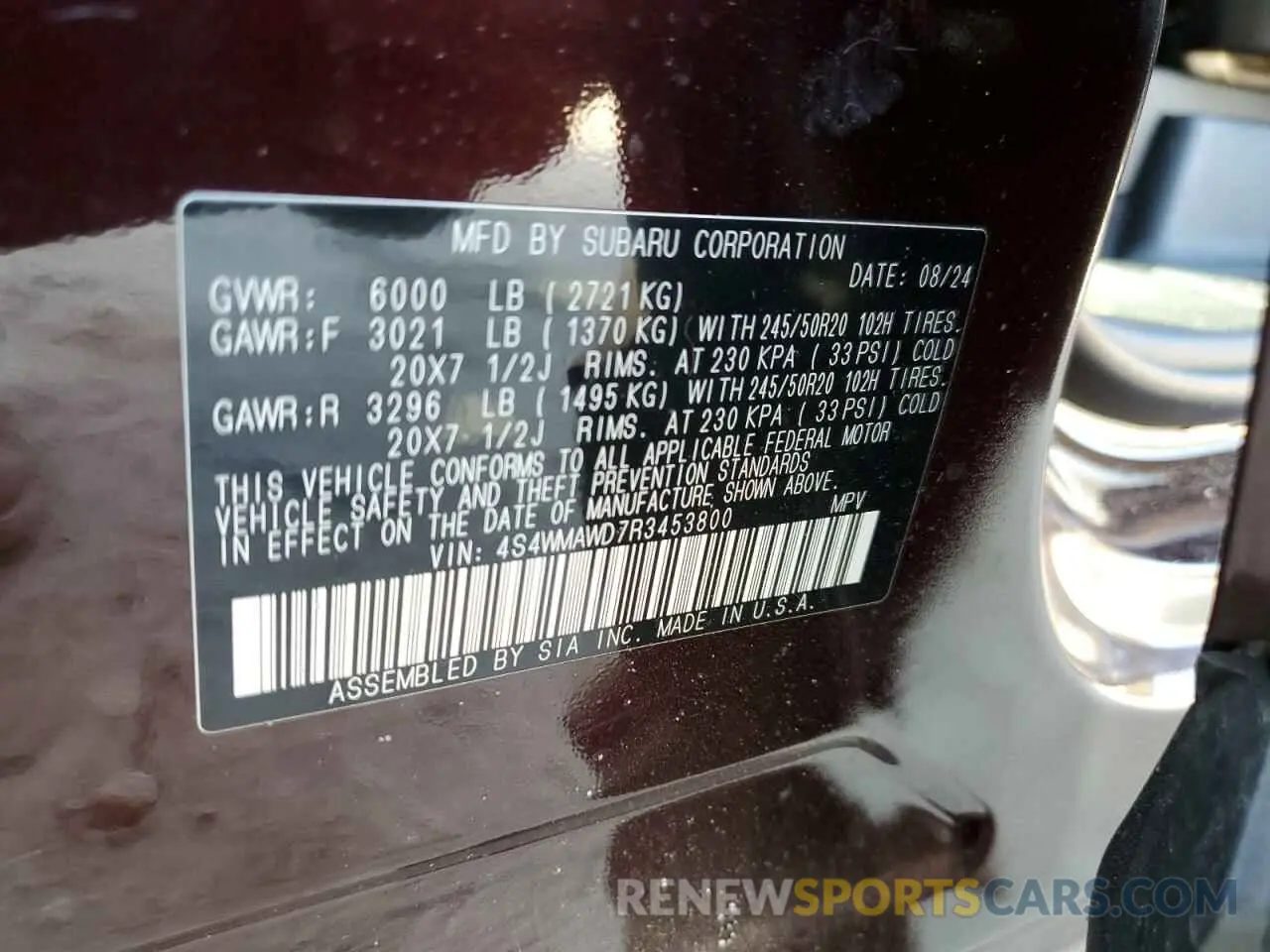 14 Photograph of a damaged car 4S4WMAWD7R3453800 SUBARU ASCENT 2024