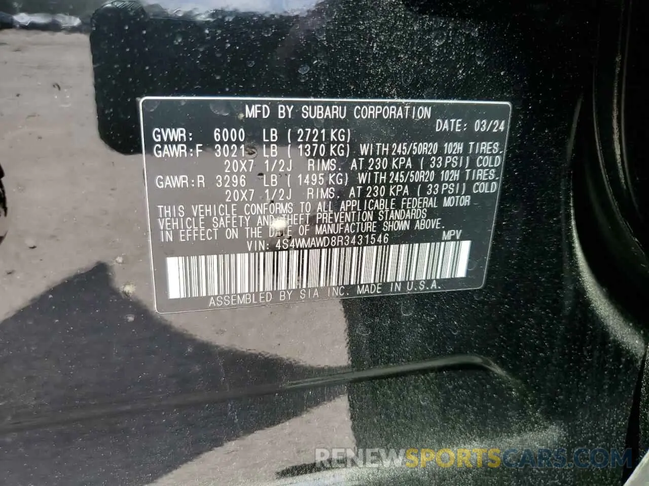 16 Photograph of a damaged car 4S4WMAWD8R3431546 SUBARU ASCENT 2024