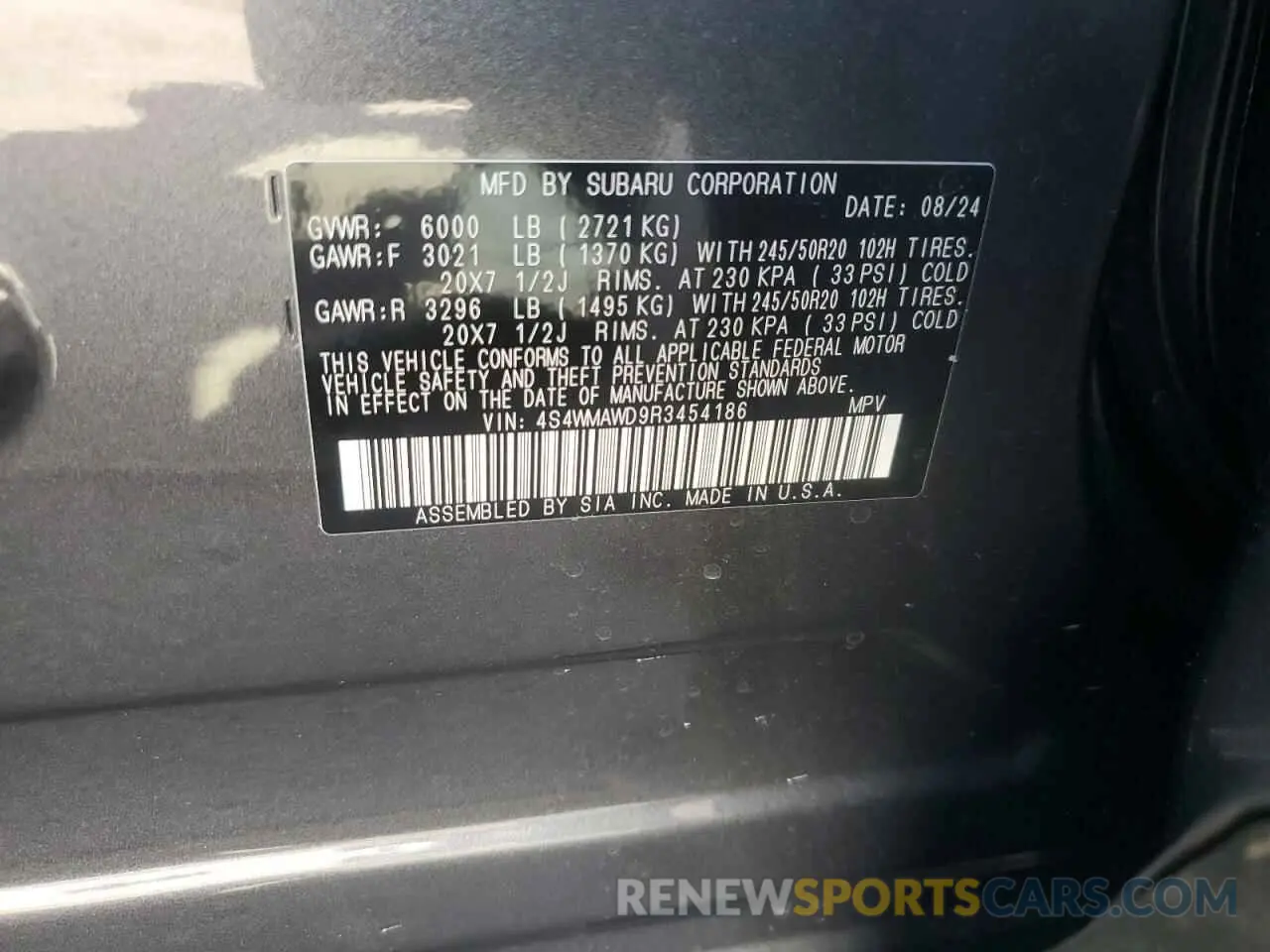 13 Photograph of a damaged car 4S4WMAWD9R3454186 SUBARU ASCENT 2024