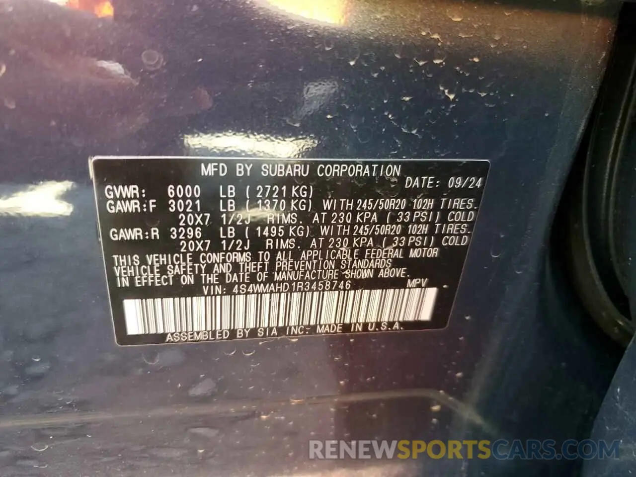 13 Photograph of a damaged car 4S4WMAHD1R3458746 SUBARU ASCENT ONY 2024