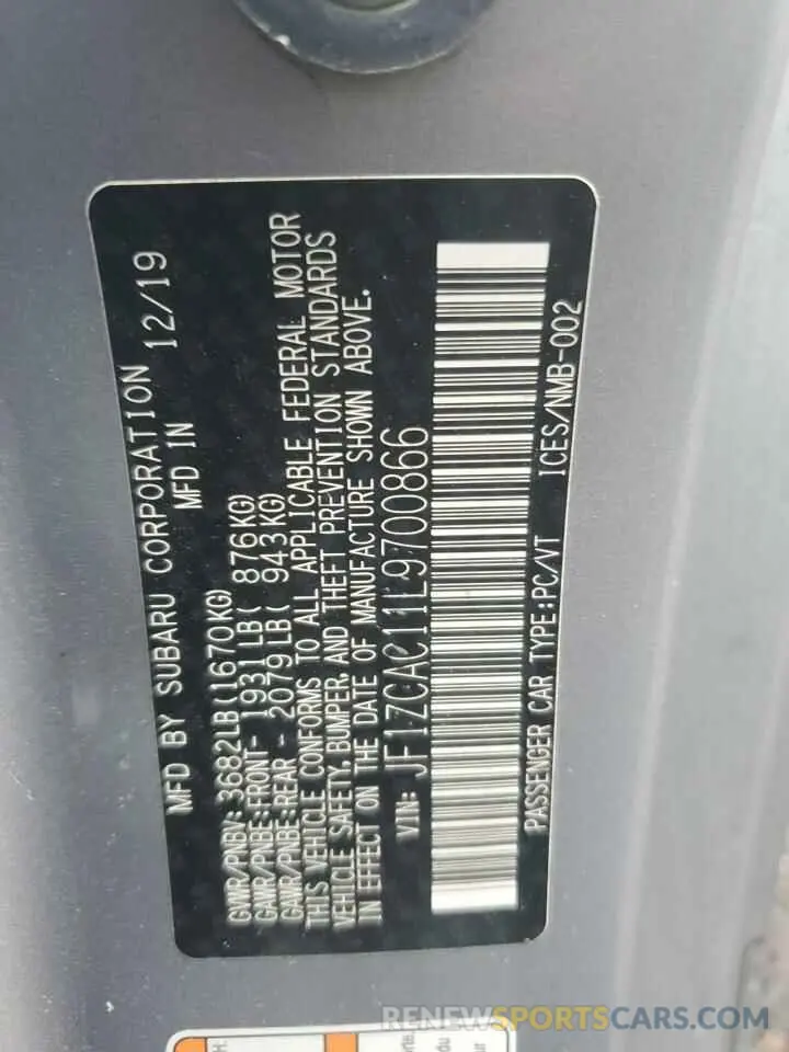 13 Photograph of a damaged car JF1ZCAC11L9700866 SUBARU BRZ 2020