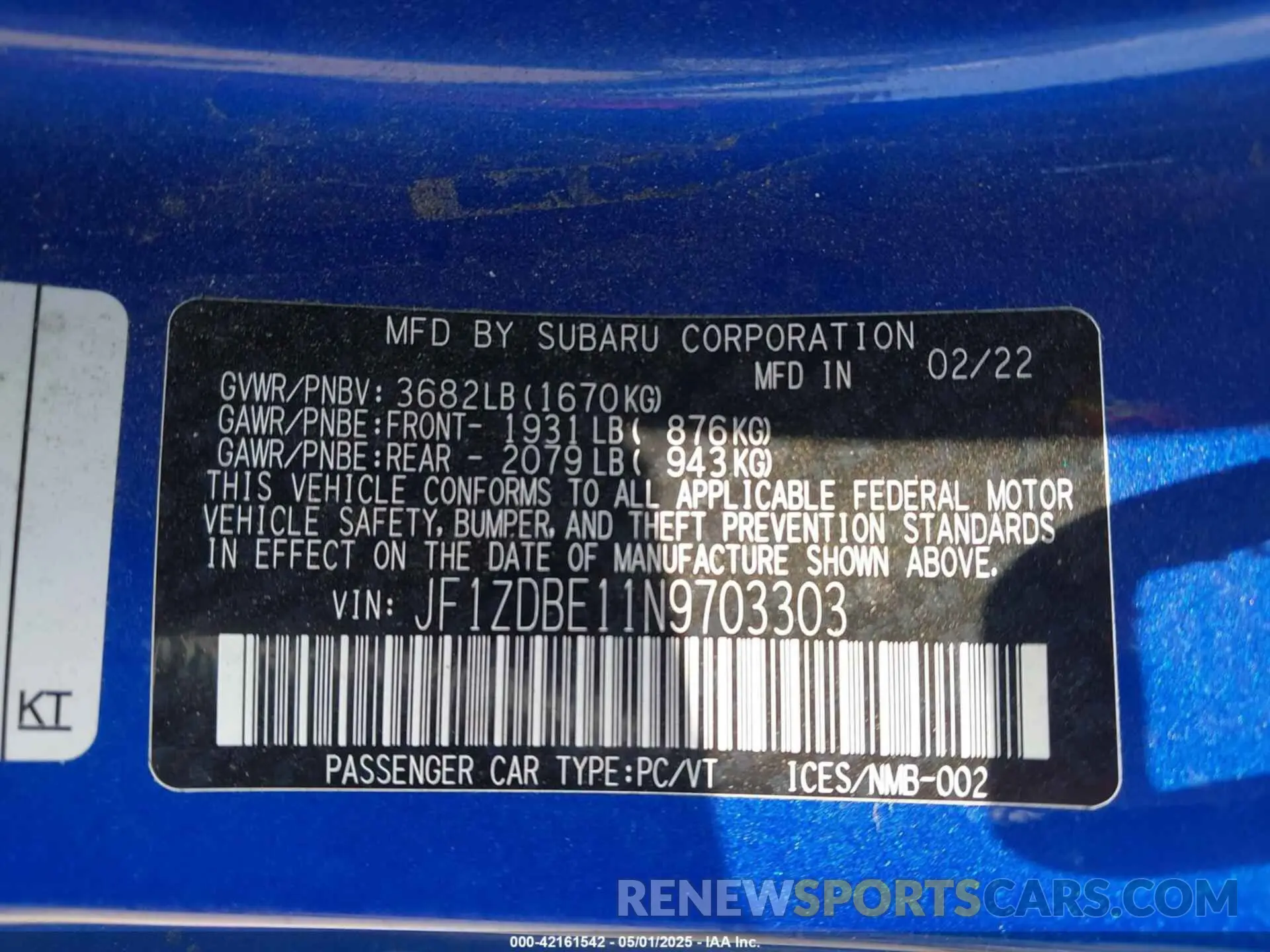 9 Photograph of a damaged car JF1ZDBE11N9703303 SUBARU BRZ 2022