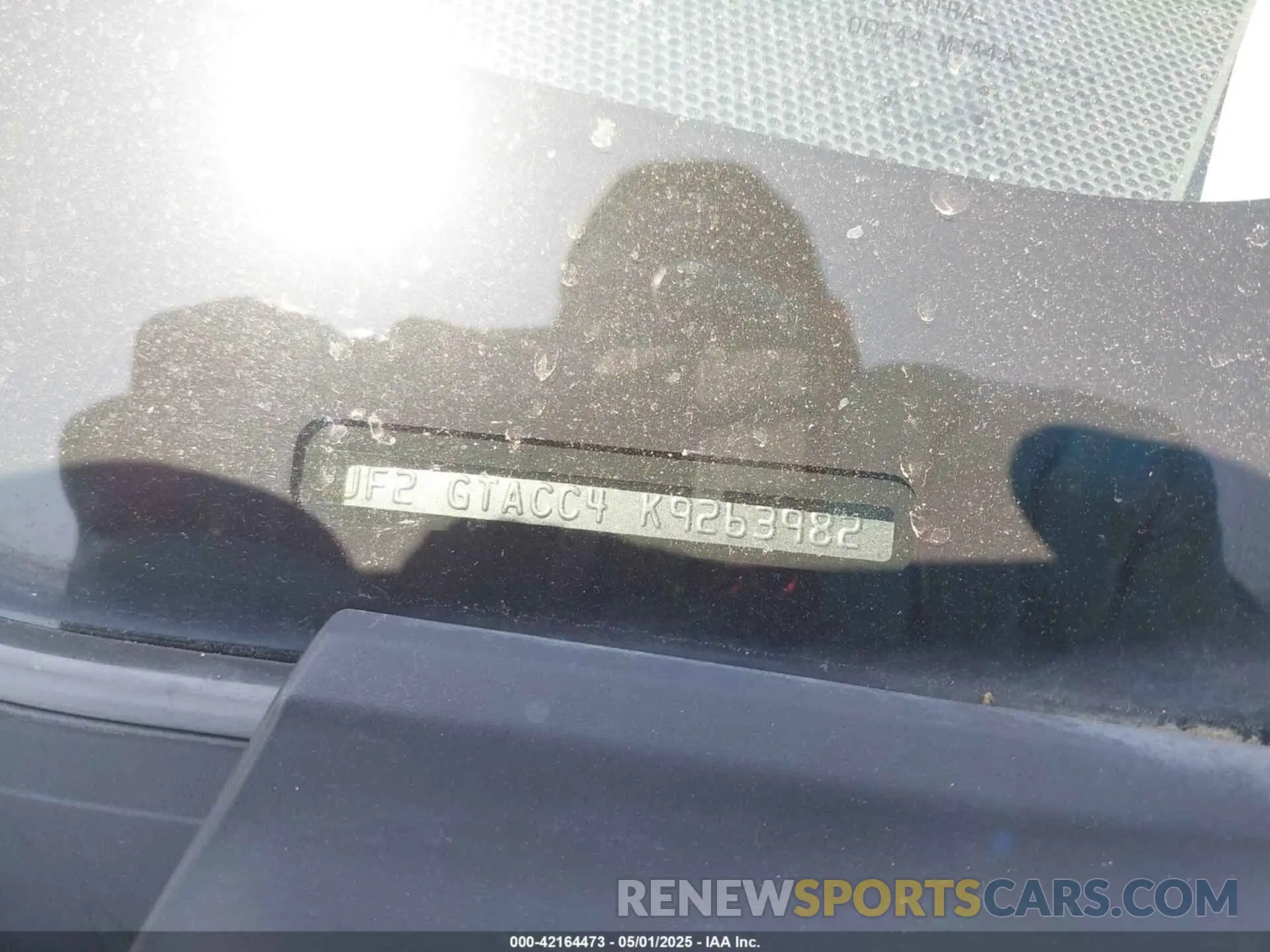 9 Photograph of a damaged car JF2GTACC4K9263982 SUBARU CROSSTREK 2019
