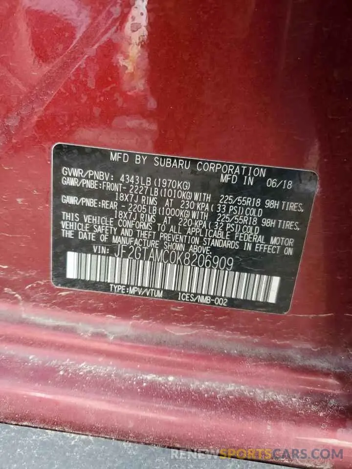 14 Photograph of a damaged car JF2GTAMC0K8206909 SUBARU CROSSTREK 2019