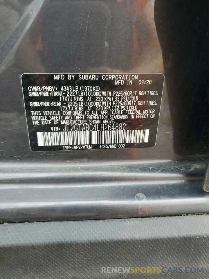 13 Photograph of a damaged car JF2GTABC4LH264882 SUBARU CROSSTREK 2020