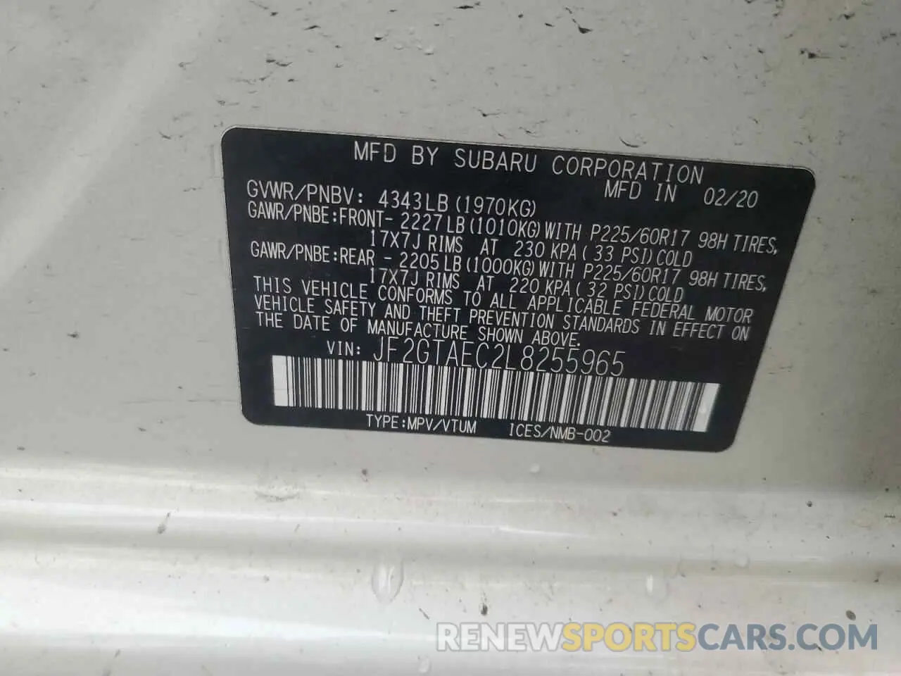 13 Photograph of a damaged car JF2GTAEC2L8255965 SUBARU CROSSTREK 2020