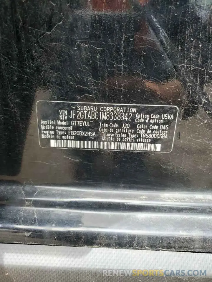 13 Photograph of a damaged car JF2GTABC1M8338342 SUBARU CROSSTREK 2021