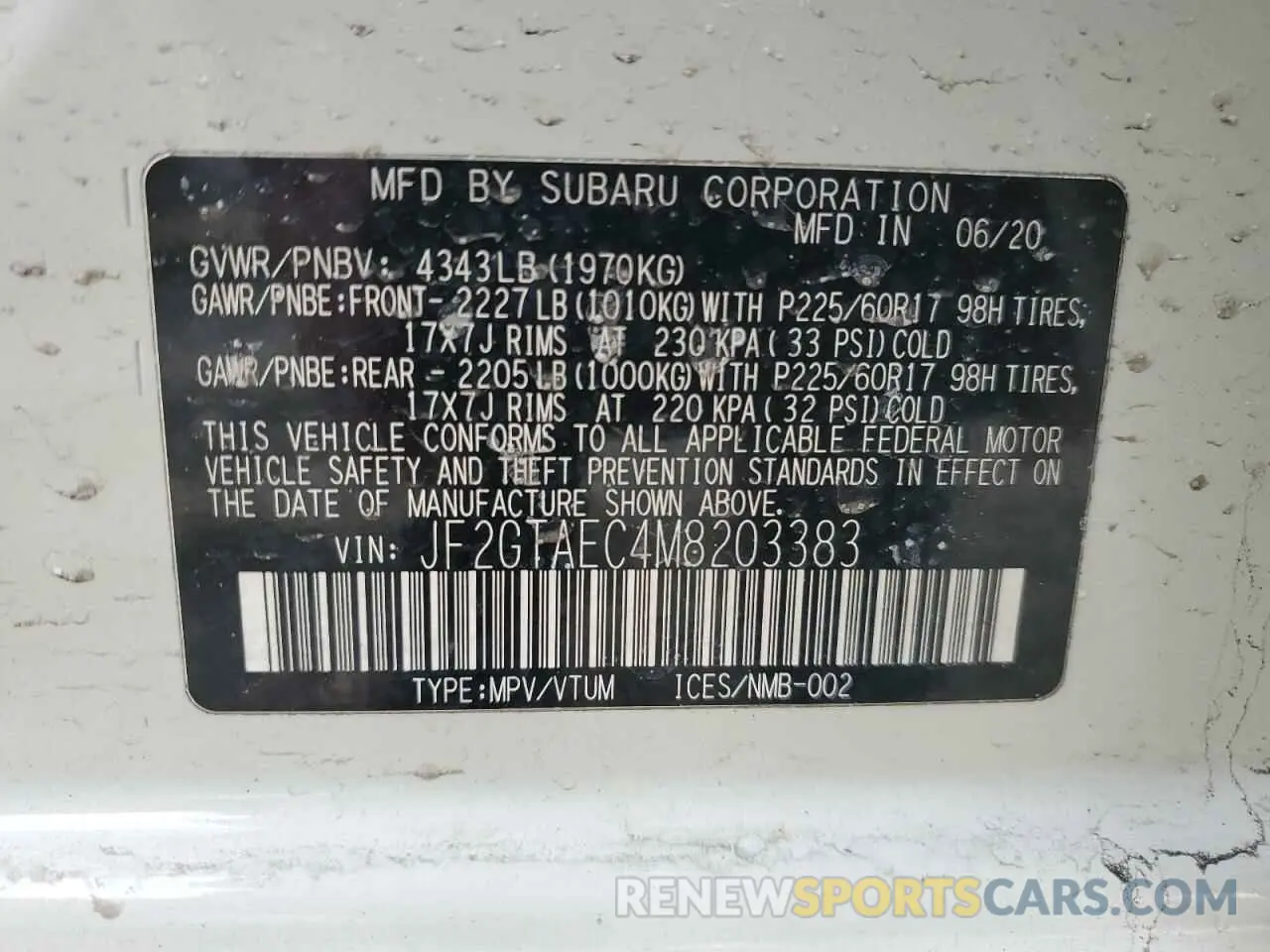13 Photograph of a damaged car JF2GTAEC4M8203383 SUBARU CROSSTREK 2021