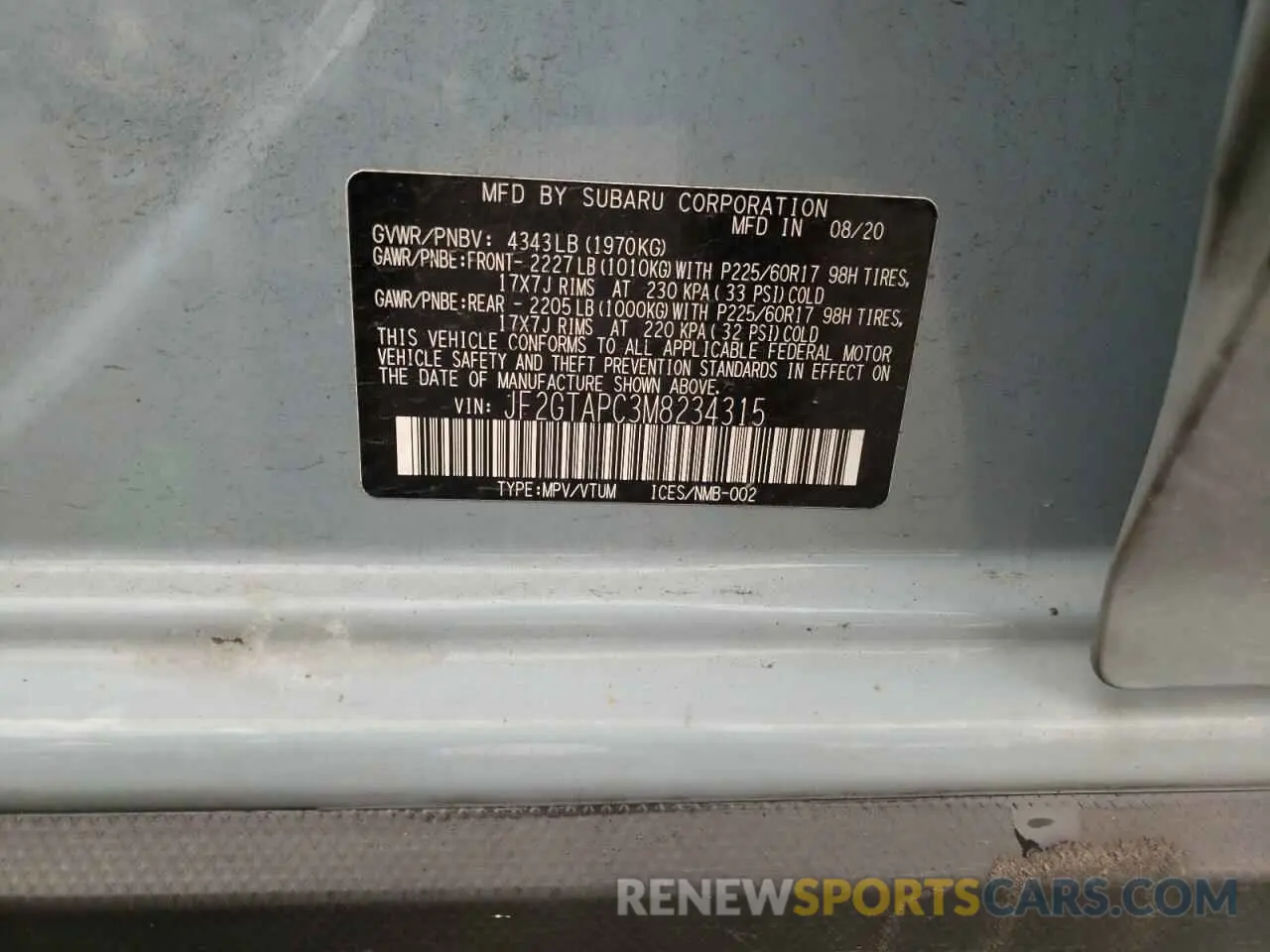 13 Photograph of a damaged car JF2GTAPC3M8234315 SUBARU CROSSTREK 2021