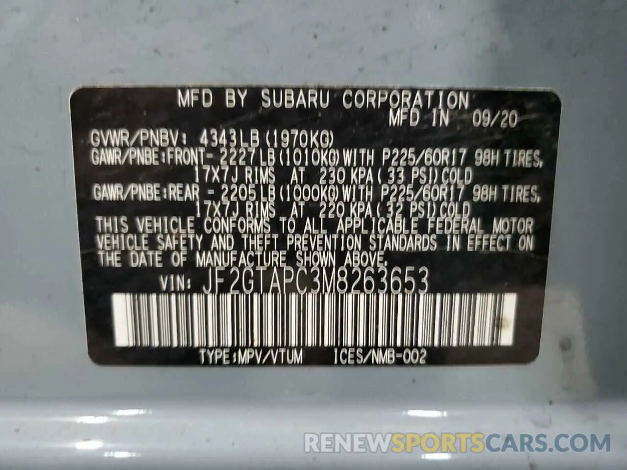 13 Photograph of a damaged car JF2GTAPC3M8263653 SUBARU CROSSTREK 2021