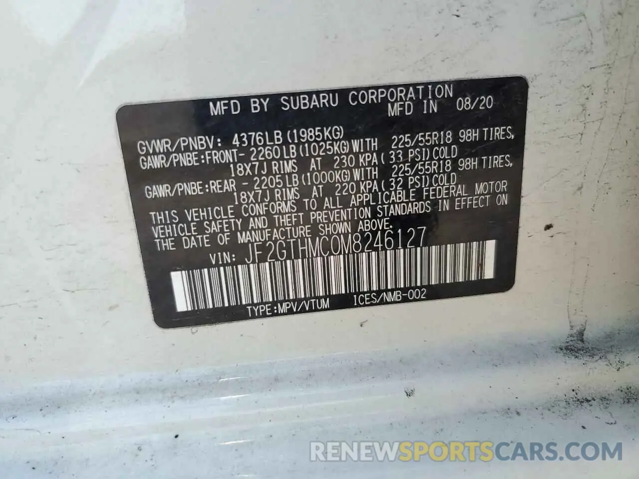 13 Photograph of a damaged car JF2GTHMC0M8246127 SUBARU CROSSTREK 2021
