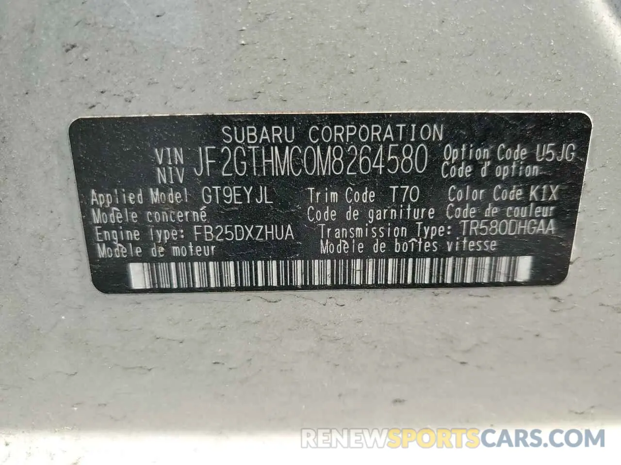 13 Photograph of a damaged car JF2GTHMC0M8264580 SUBARU CROSSTREK 2021