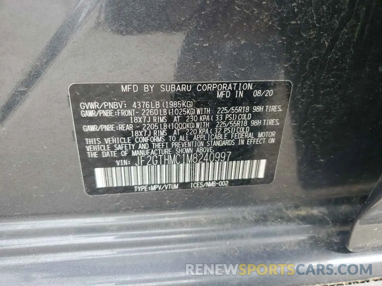 12 Photograph of a damaged car JF2GTHMC1M8240997 SUBARU CROSSTREK 2021