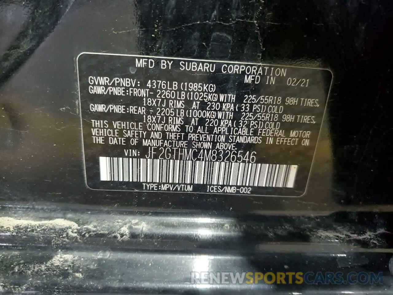 13 Photograph of a damaged car JF2GTHMC4M8326546 SUBARU CROSSTREK 2021