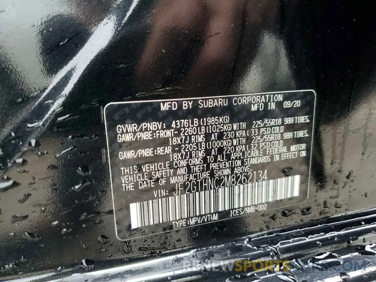 15 Photograph of a damaged car JF2GTHNC2M8262134 SUBARU CROSSTREK 2021