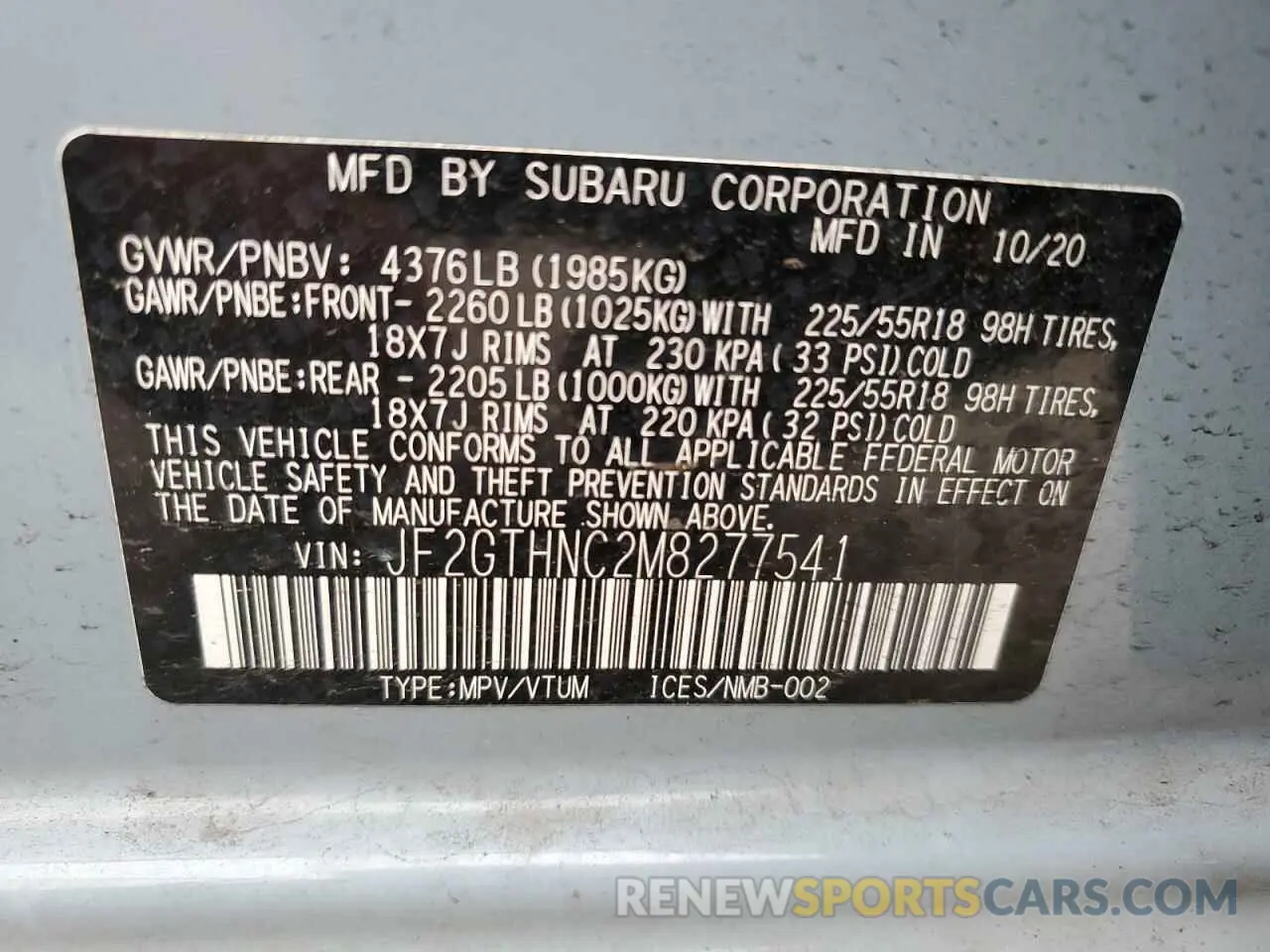 14 Photograph of a damaged car JF2GTHNC2M8277541 SUBARU CROSSTREK 2021