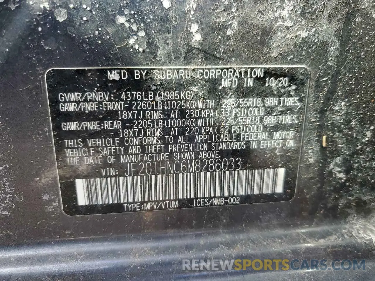 13 Photograph of a damaged car JF2GTHNC6M8286033 SUBARU CROSSTREK 2021