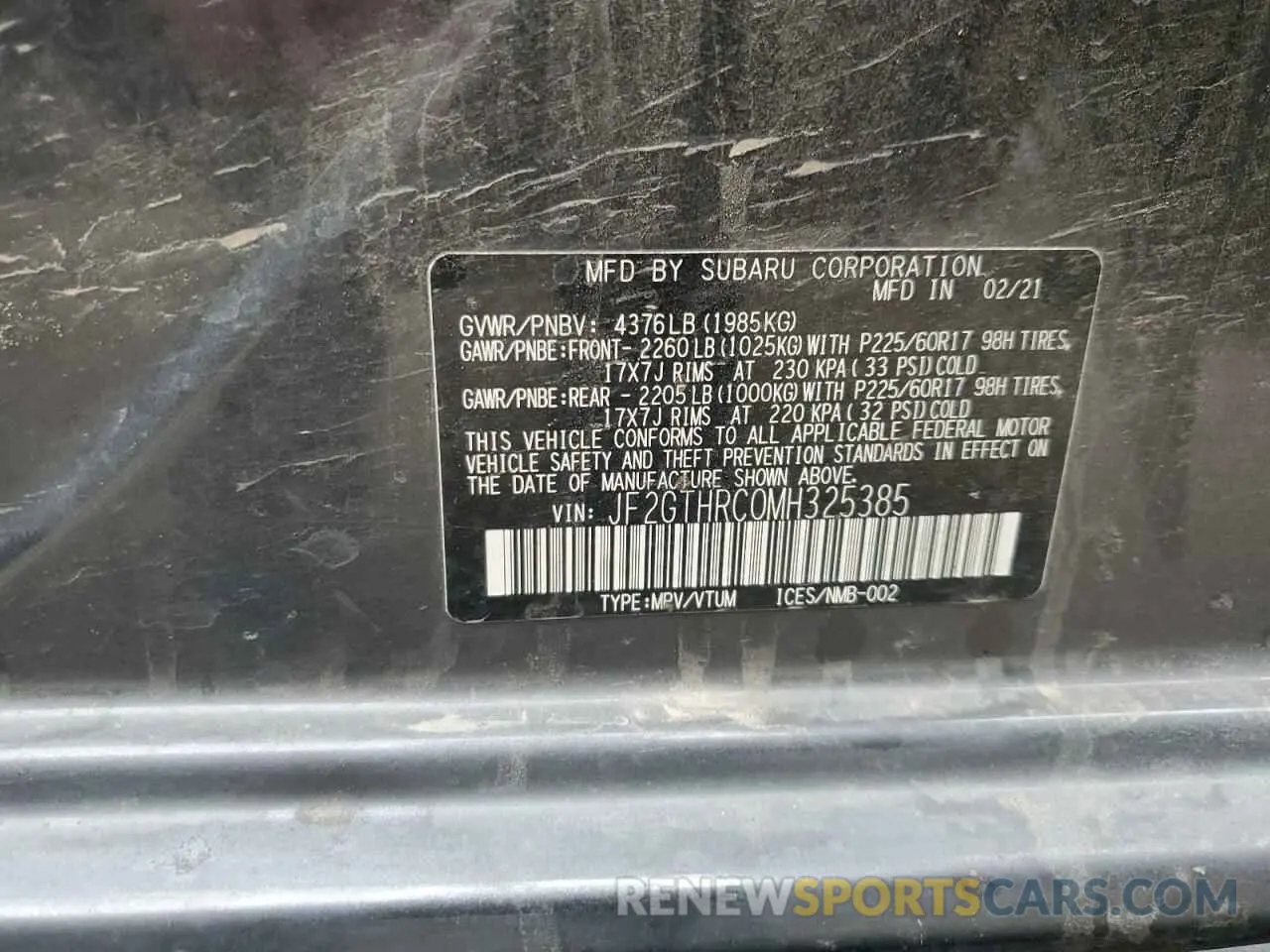 14 Photograph of a damaged car JF2GTHRC0MH325385 SUBARU CROSSTREK 2021