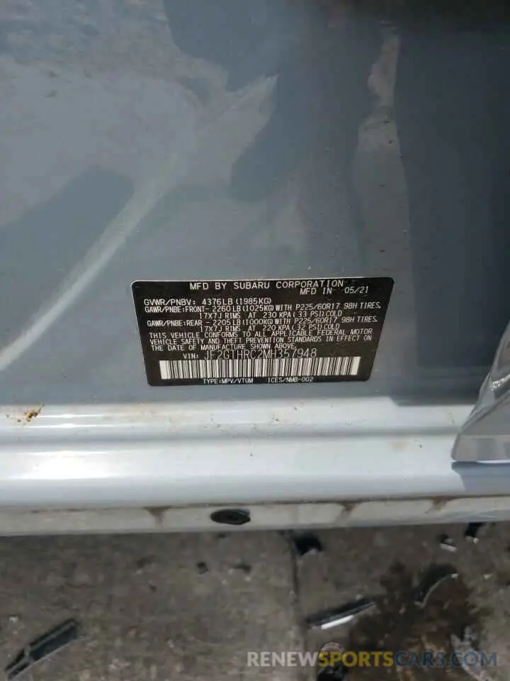 13 Photograph of a damaged car JF2GTHRC2MH357948 SUBARU CROSSTREK 2021