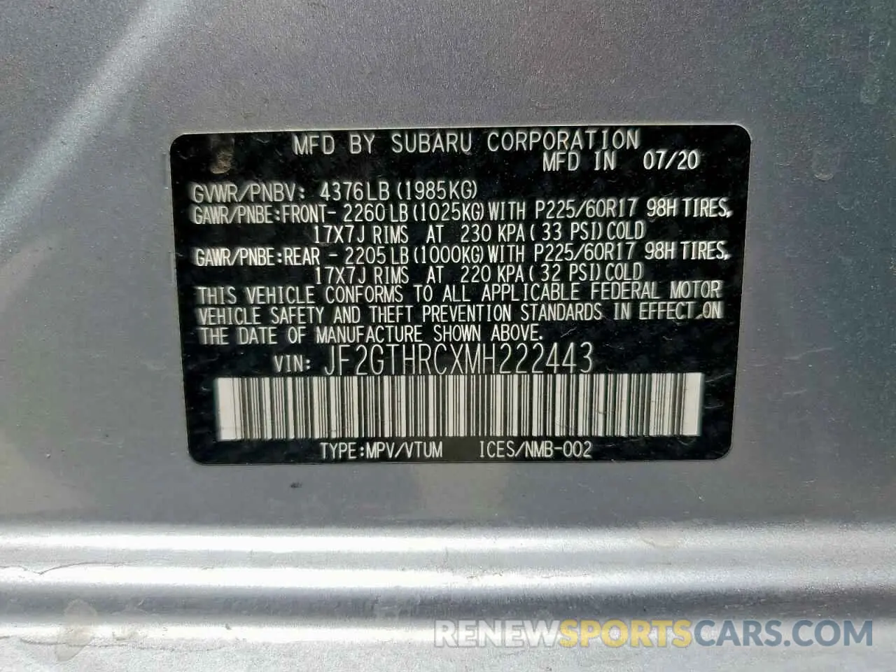 13 Photograph of a damaged car JF2GTHRCXMH222443 SUBARU CROSSTREK 2021