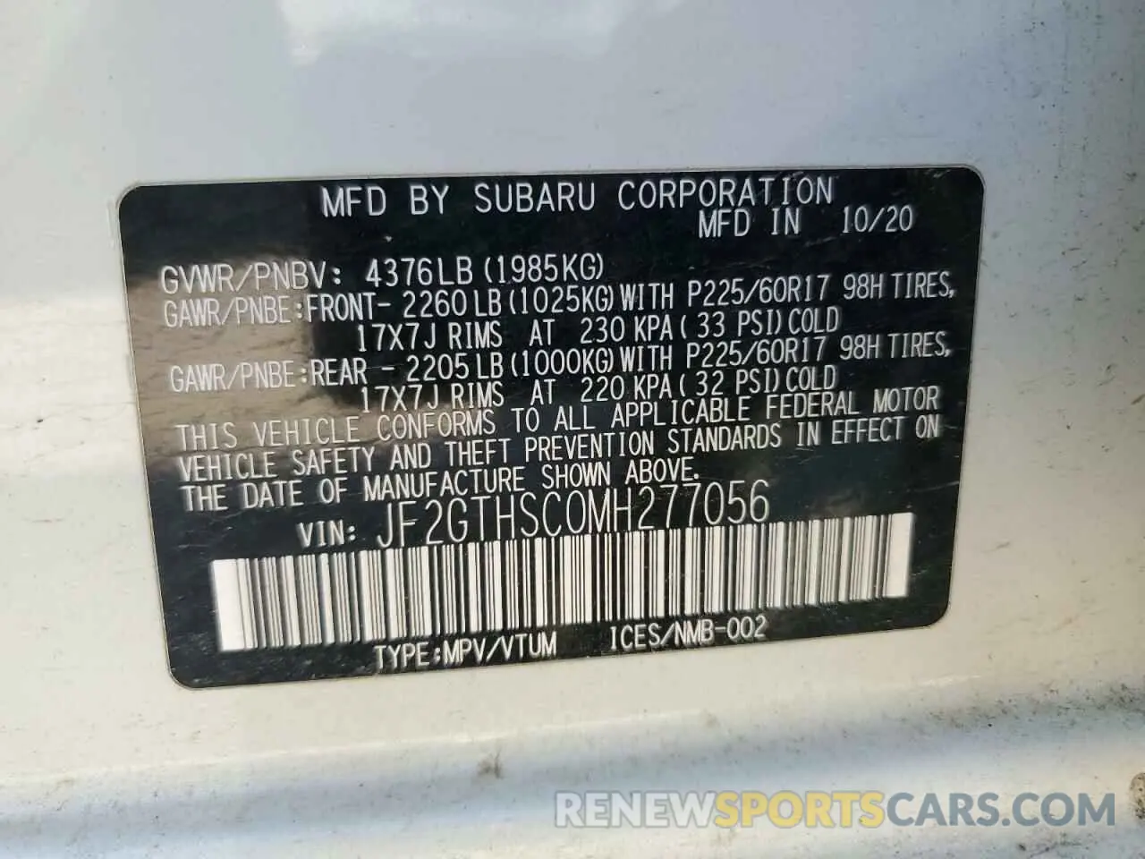 14 Photograph of a damaged car JF2GTHSC0MH277056 SUBARU CROSSTREK 2021