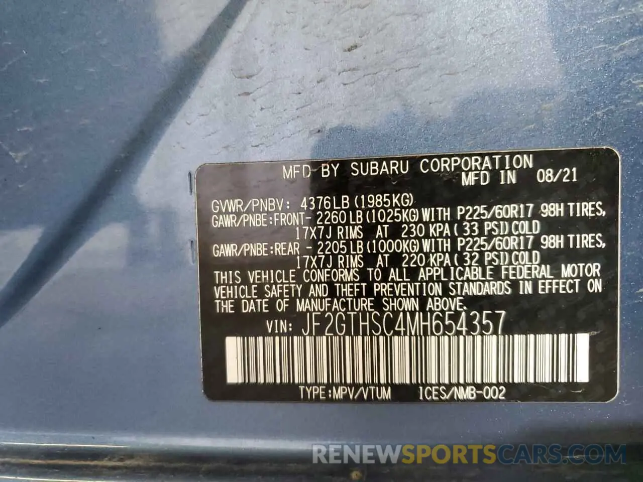 14 Photograph of a damaged car JF2GTHSC4MH654357 SUBARU CROSSTREK 2021