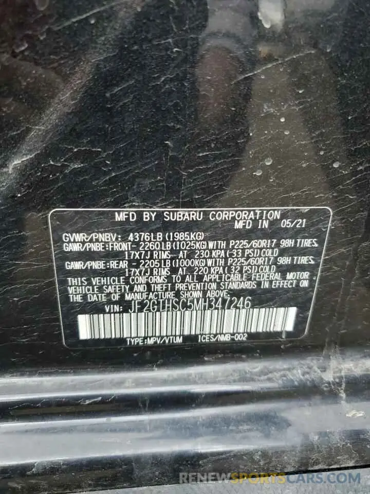 13 Photograph of a damaged car JF2GTHSC5MH347246 SUBARU CROSSTREK 2021