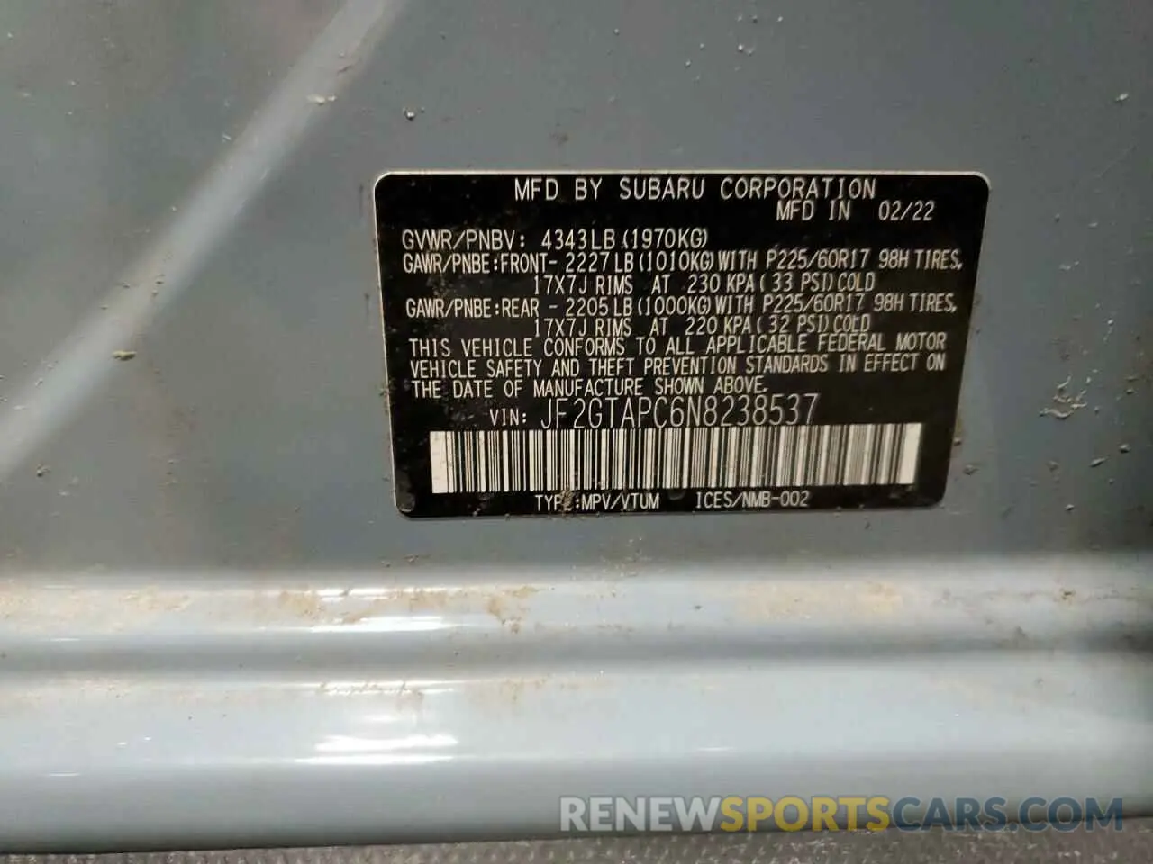 13 Photograph of a damaged car JF2GTAPC6N8238537 SUBARU CROSSTREK 2022
