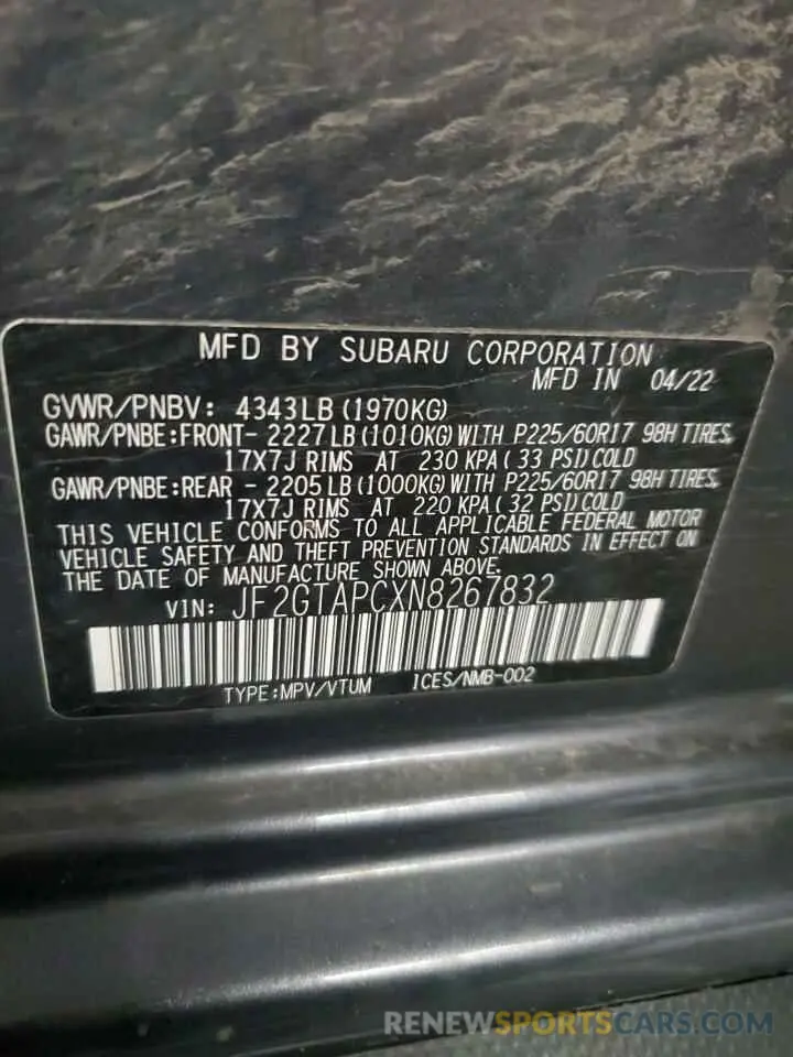 13 Photograph of a damaged car JF2GTAPCXN8267832 SUBARU CROSSTREK 2022