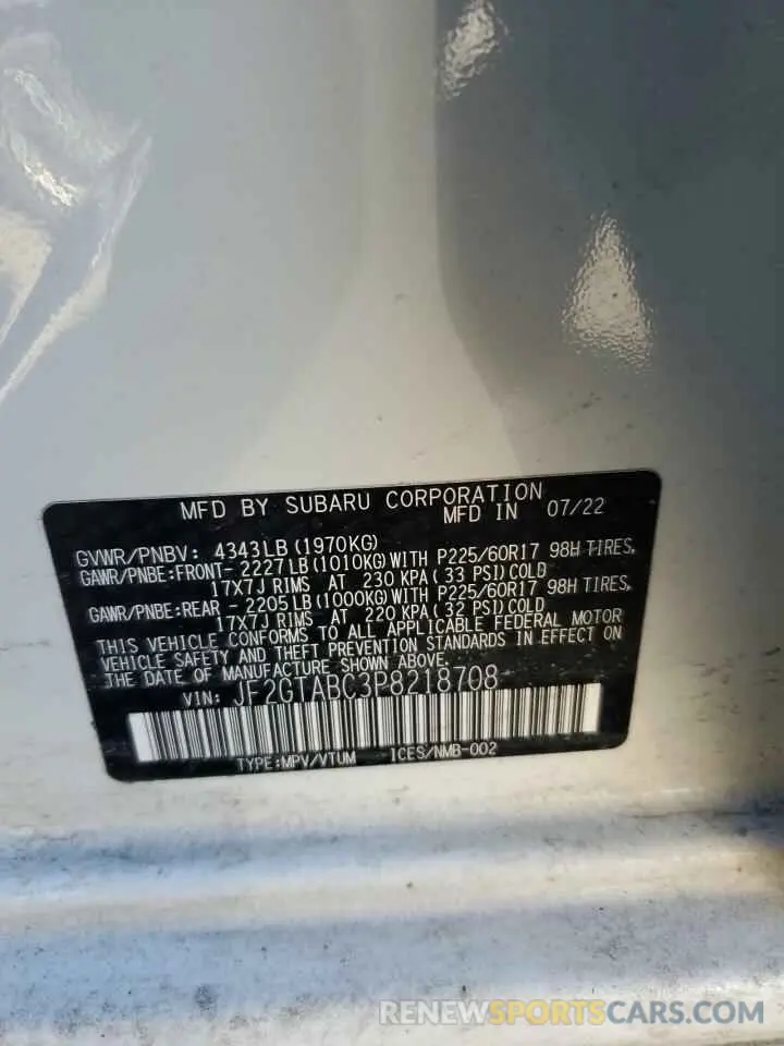 13 Photograph of a damaged car JF2GTABC3P8218708 SUBARU CROSSTREK 2023