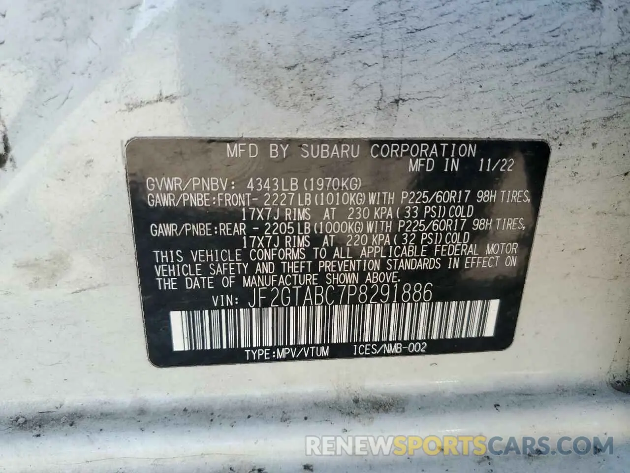 13 Photograph of a damaged car JF2GTABC7P8291886 SUBARU CROSSTREK 2023