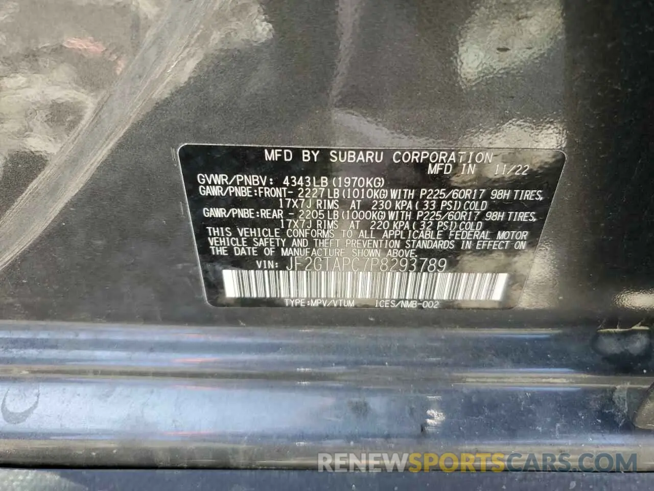 14 Photograph of a damaged car JF2GTAPC7P8293789 SUBARU CROSSTREK 2023