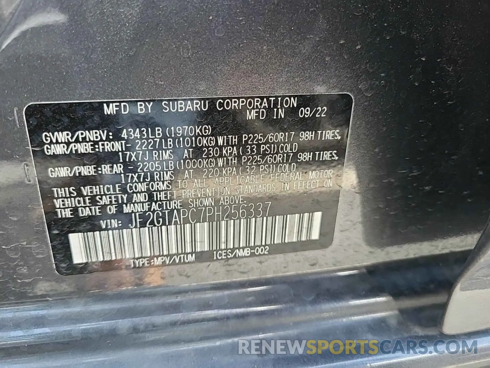 14 Photograph of a damaged car JF2GTAPC7PH256337 SUBARU CROSSTREK 2023