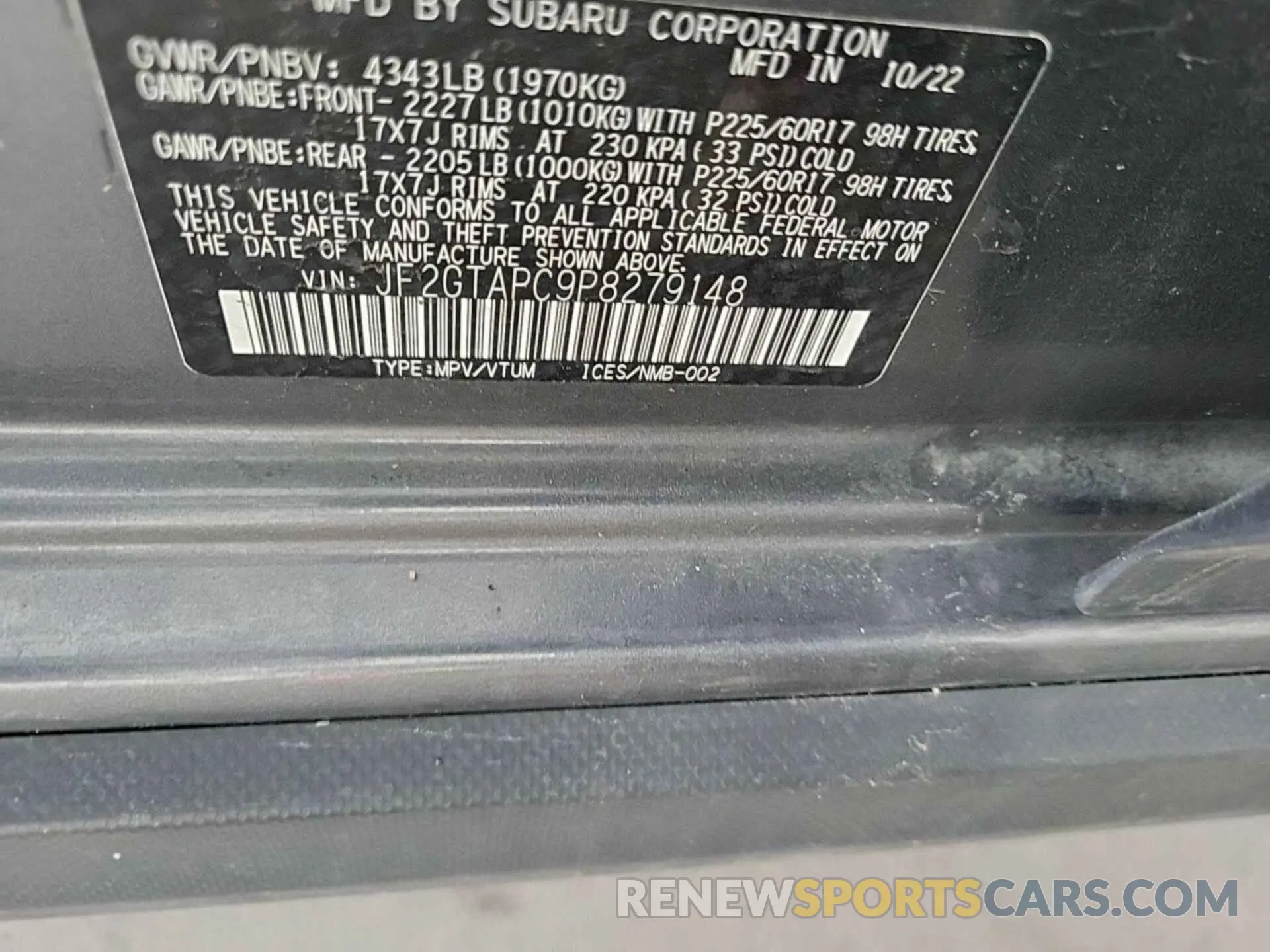 13 Photograph of a damaged car JF2GTAPC9P8279148 SUBARU CROSSTREK 2023
