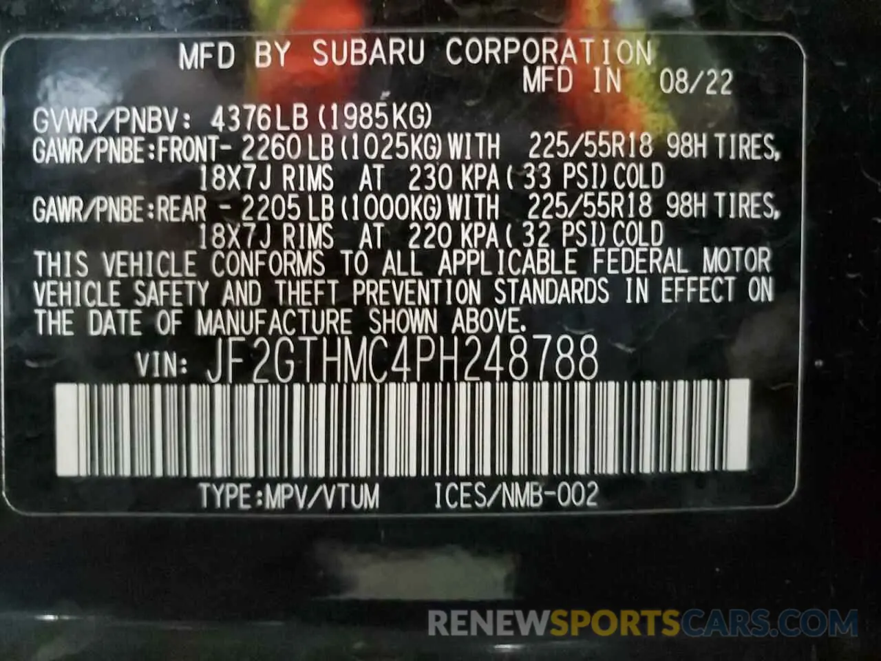 13 Photograph of a damaged car JF2GTHMC4PH248788 SUBARU CROSSTREK 2023