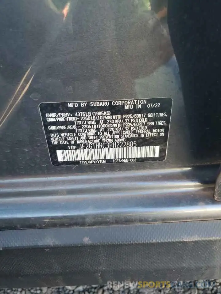 14 Photograph of a damaged car JF2GTHRC3PH222885 SUBARU CROSSTREK 2023