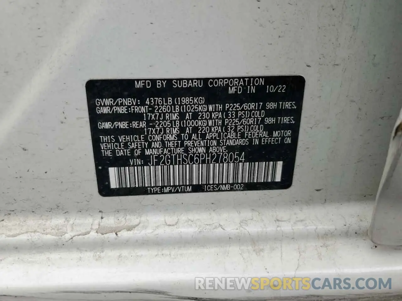 13 Photograph of a damaged car JF2GTHSC6PH278054 SUBARU CROSSTREK 2023