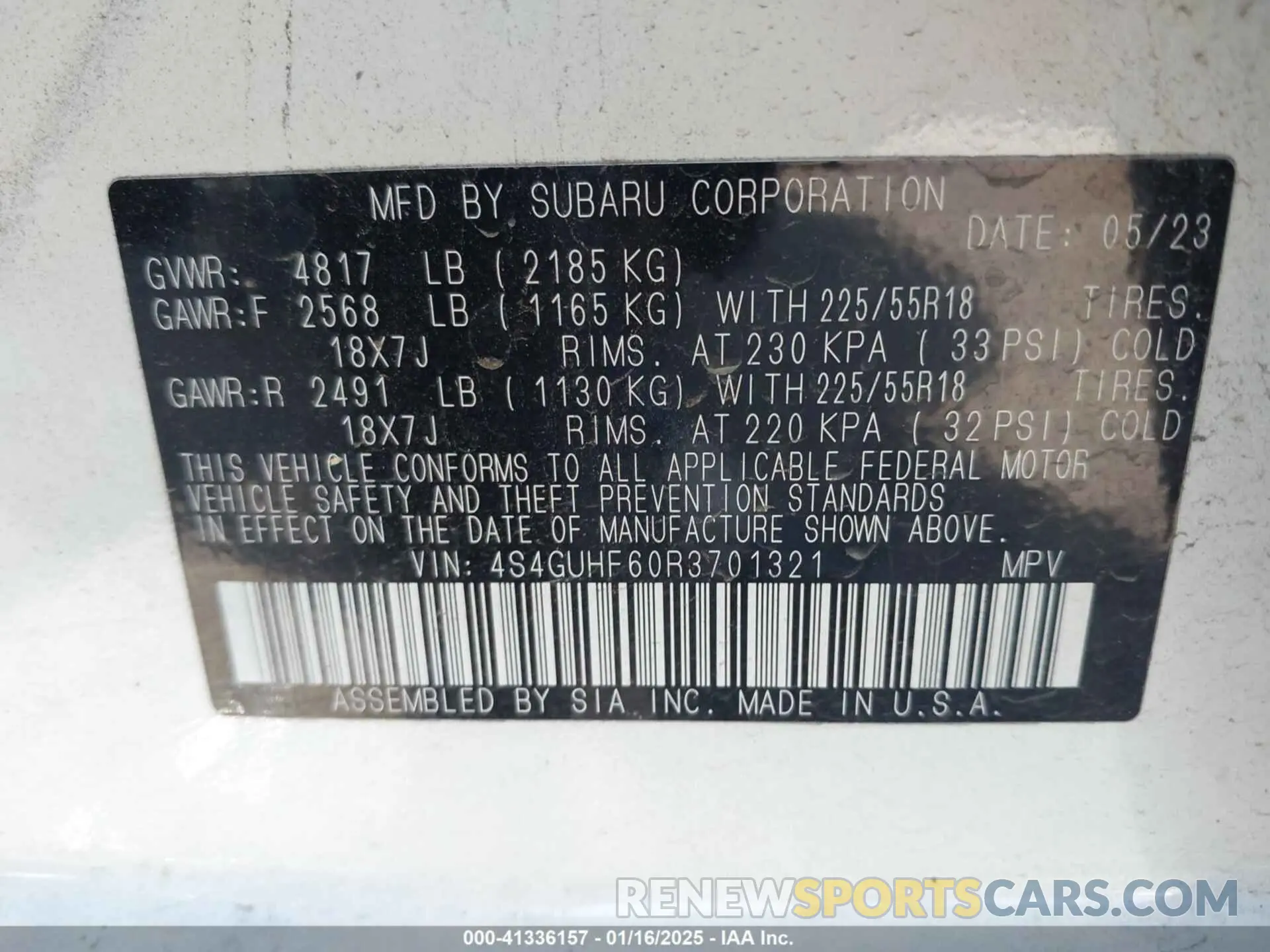 9 Photograph of a damaged car 4S4GUHF60R3701321 SUBARU CROSSTREK 2024