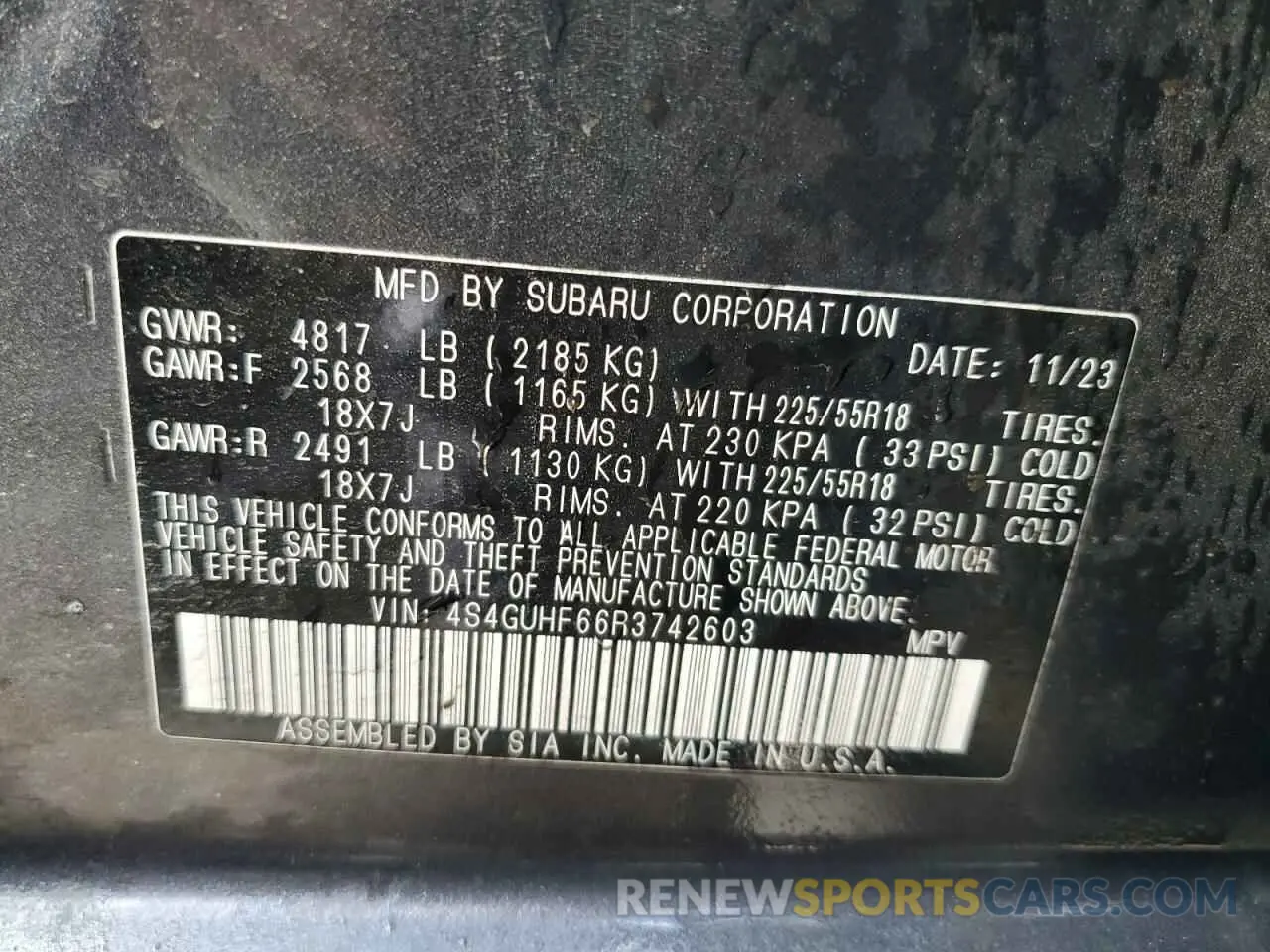 13 Photograph of a damaged car 4S4GUHF66R3742603 SUBARU CROSSTREK 2024