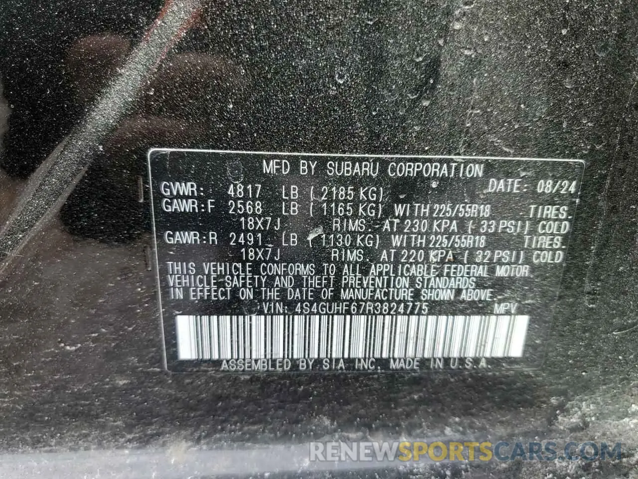 13 Photograph of a damaged car 4S4GUHF67R3824775 SUBARU CROSSTREK 2024