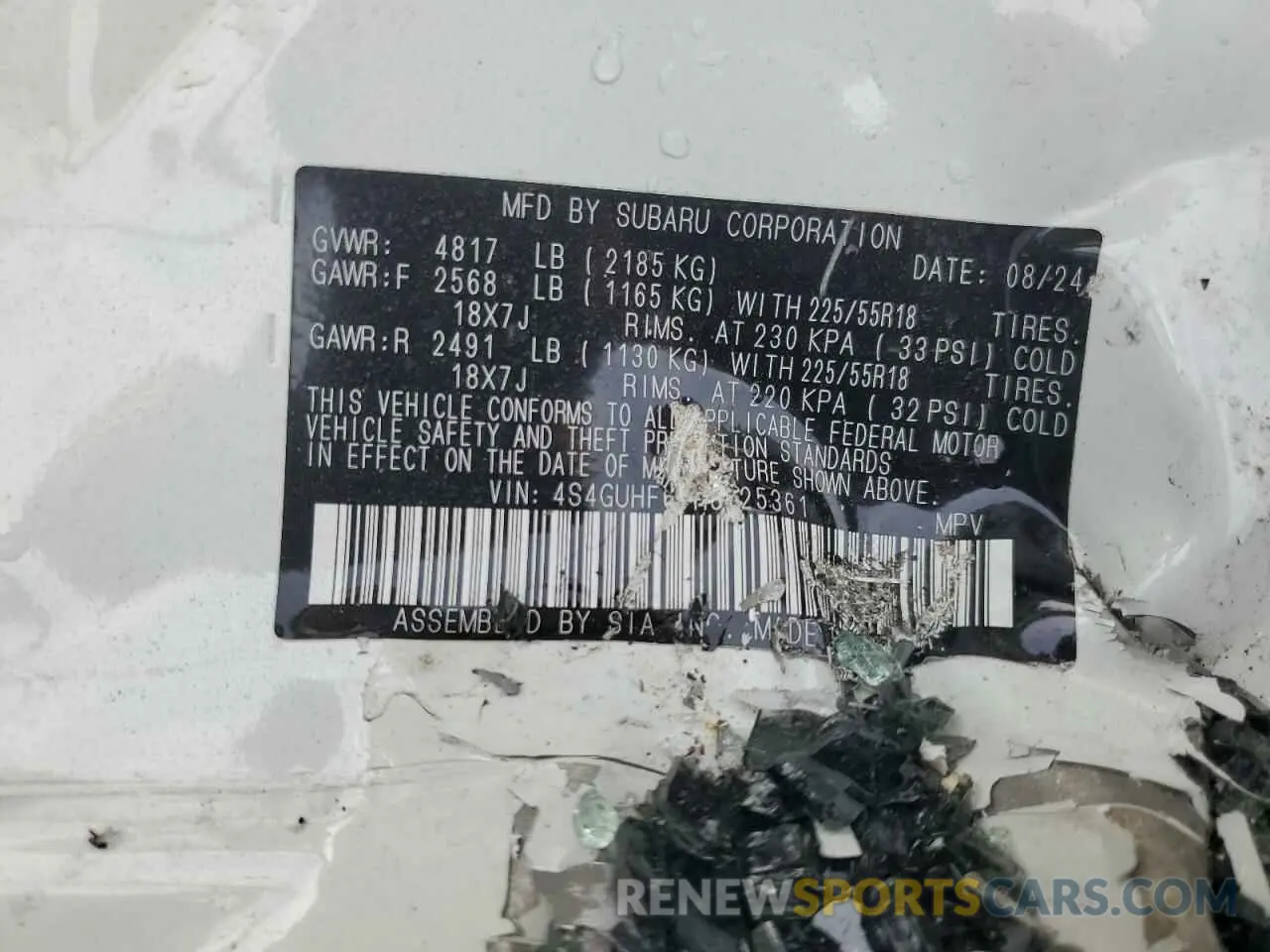 13 Photograph of a damaged car 4S4GUHF67R3825361 SUBARU CROSSTREK 2024