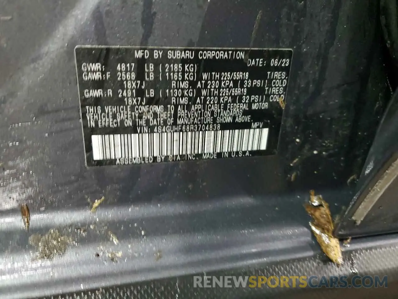 15 Photograph of a damaged car 4S4GUHF68R3704838 SUBARU CROSSTREK 2024
