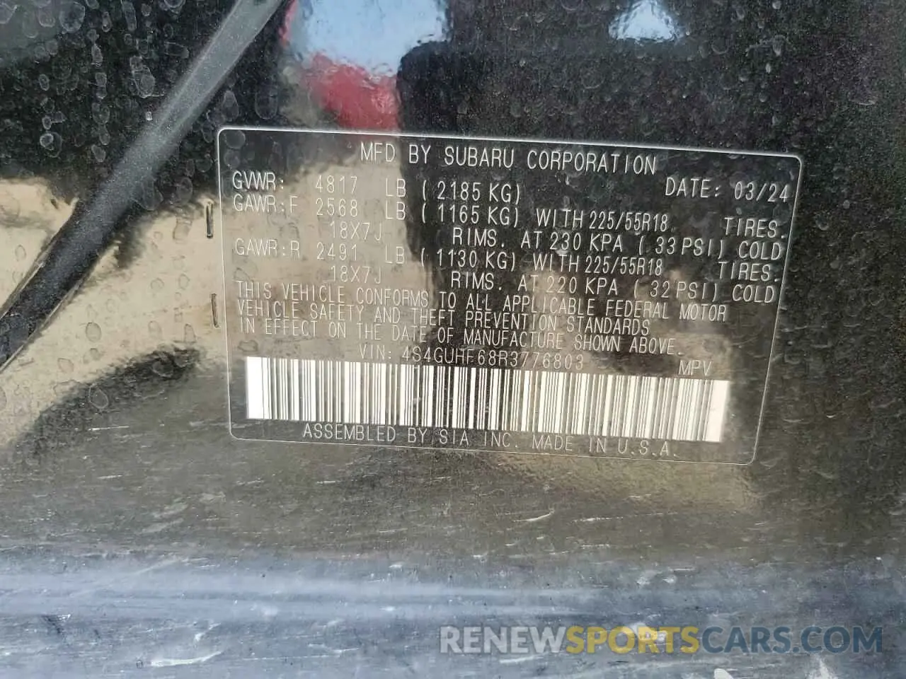 14 Photograph of a damaged car 4S4GUHF68R3776803 SUBARU CROSSTREK 2024