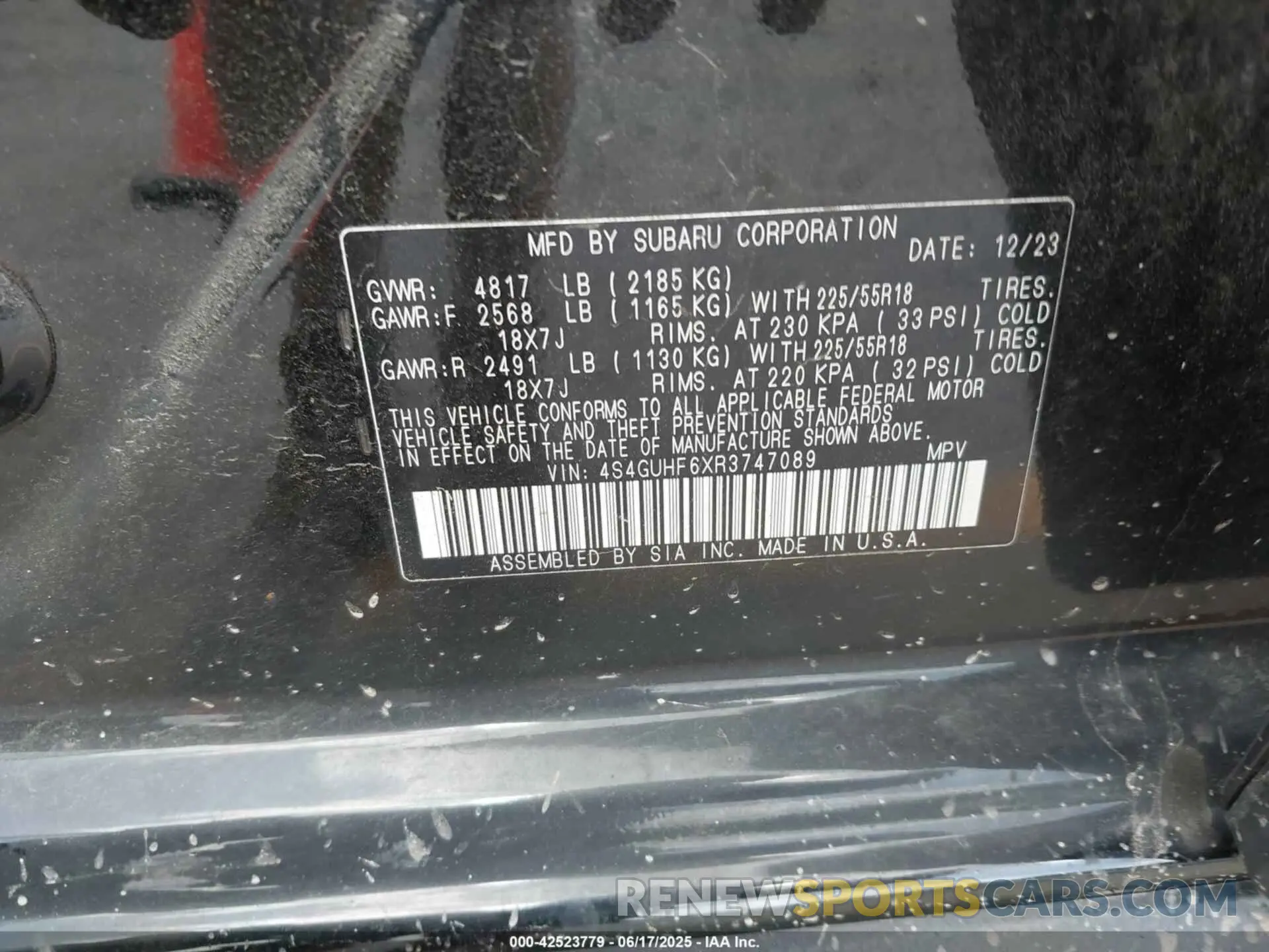 9 Photograph of a damaged car 4S4GUHF6XR3747089 SUBARU CROSSTREK 2024